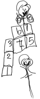 Child's drawing of a hopscotch game