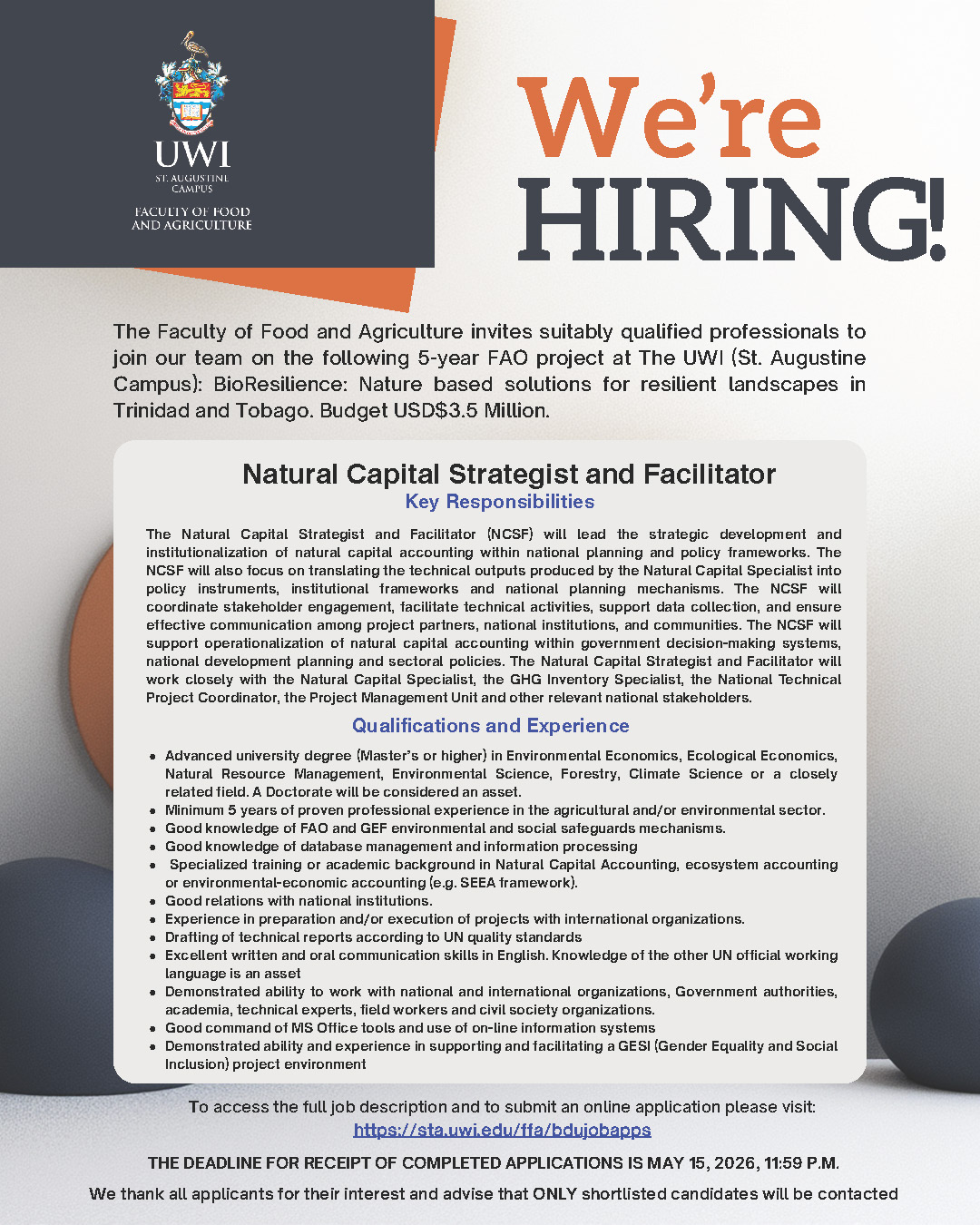 VACANCY : Natural Capital Strategist and Facilitator