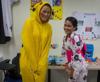 Students in yukata and Pokémon costume