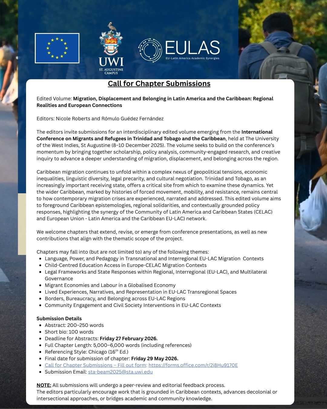 Transregional Currents: Navigating Migration, Displacement and Belonging across the Caribbean, Latin America, and Europe