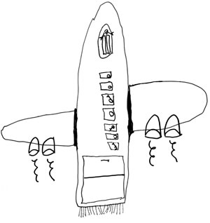 Child's drawing of a rocketship