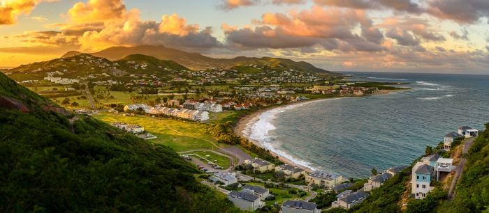 Panorama of Saint Kitts and its capital Basseterre during sunset 1.jpg
