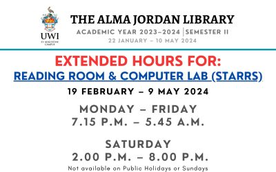 The Alma Jordan Library Service Days & Hours