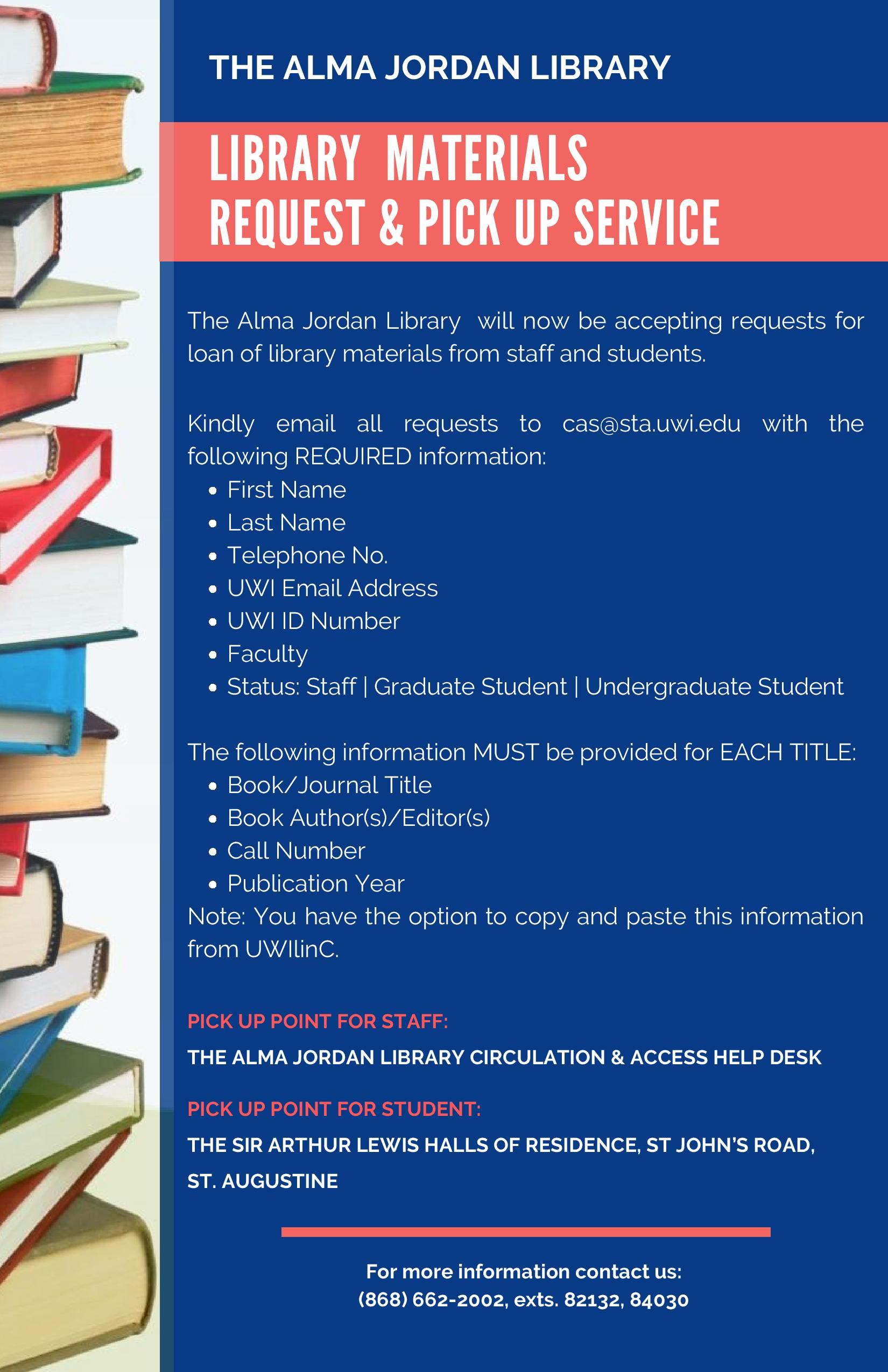 Alma Jordan Library Pick Up Service